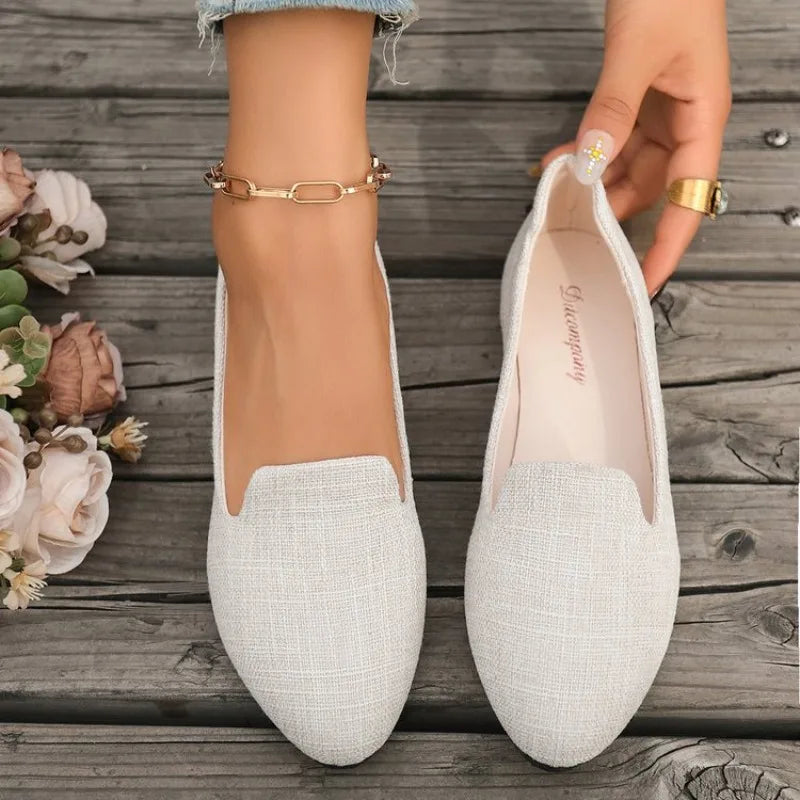 Spring and Summer New Women's Fashion Round Toe Shallow Mouth Single Shoes Women's Comfortable Casual Flat Bottom Boat Shoes 43