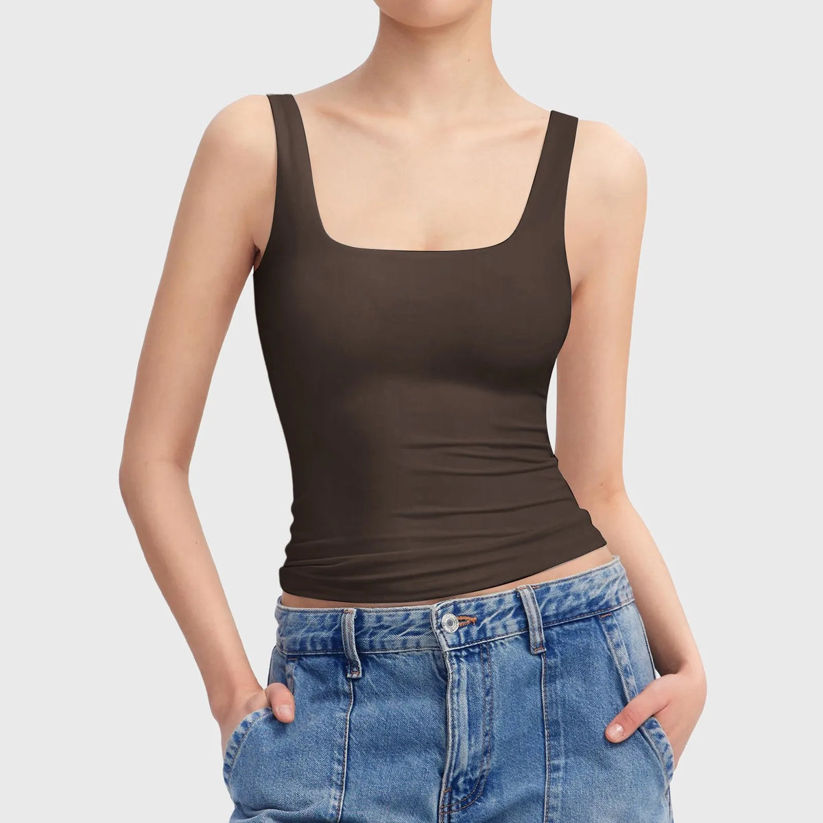 Square Neck Camisoles For Women Chiffon Solid Sleeveless Tight Elastic Bodysuit Slimming Top Sexy Women Blouses Ropa De Mujer