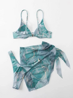3 Pieces Print Push Up Bikini 2026 Women & Beach Skirt Strappy Swimsuit Sexy Swimwear Female Bathers Bathing Swimming Swim Suit