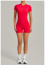 Women's Seamless Yoga Jumpsuits Sports Fitness Beauty Back Slim Fit Short-Sleeves One-Piece Workout Gym Training Bodysuits