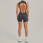 Women's Seamless Yoga Jumpsuits Sports Running Fitness Backless Sleeveless Hip-lifting One-piece Workout Gym Shorts Bodysuits