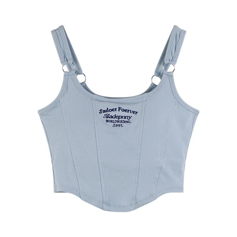 Letter Print Tank Top Women Cotton Bras Tops Hot Girls Streetwear Underwear Built In Bra Small Cup Crop Top Padded Camisole