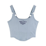 Letter Print Tank Top Women Cotton Bras Tops Hot Girls Streetwear Underwear Built In Bra Small Cup Crop Top Padded Camisole
