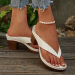 2025 New Gold High Heels Flip Flops Women Outdoor Clip Toe Thick Heeled Sandals Woman Lightweight Plus Size Summer Slippers 43
