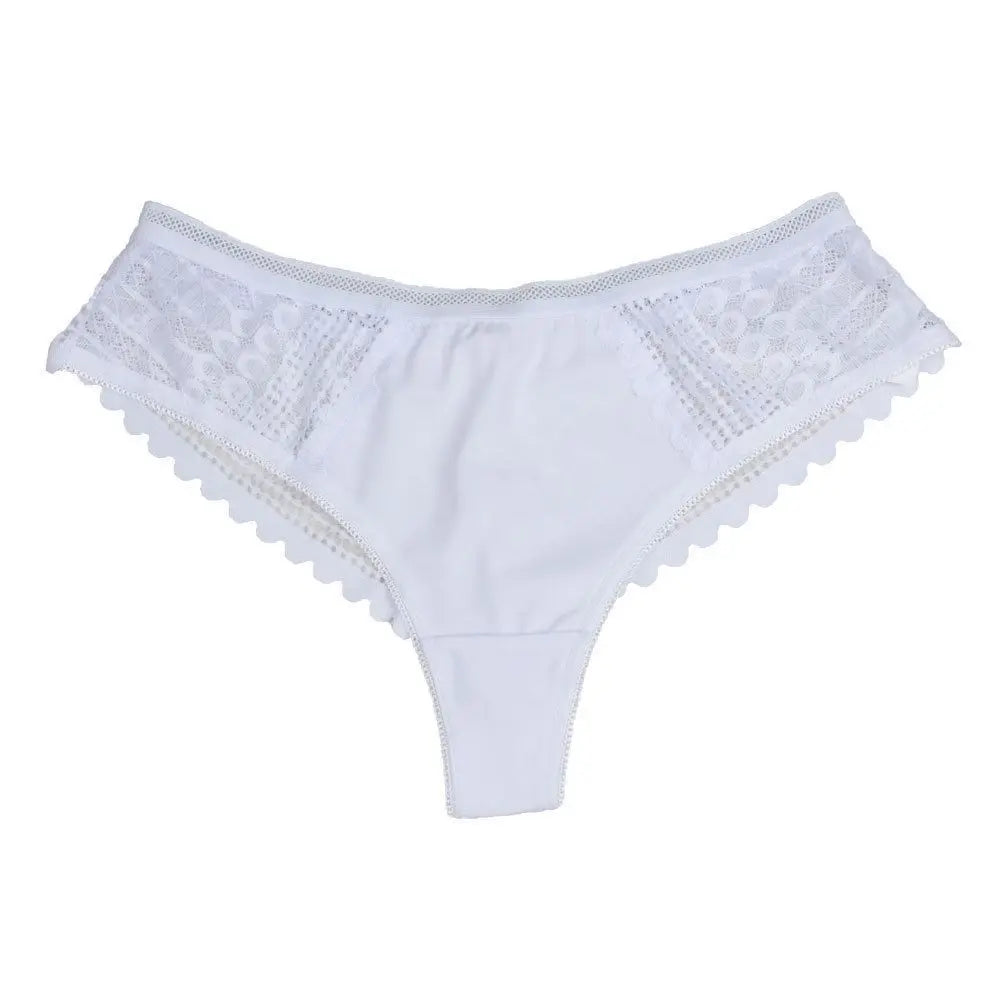 Brazilian Style Ice Silk Lace Girl Panties Hollow Out Sexy Low-rise Women's Hipster Cool Underwear Thong Briefs Lingeries Tanga