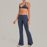 Women's Seamless Yoga Set Sports Fitness Training Ruched-Waist Hips Lifting Leggings Suits Gym Workout Running Slim‑fit Bra Sets