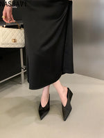 Summer Fashion Wedges Half Slippers Women French Elegant Pointed Toe Suede Leather Party Mule Girls Slides Zapatos Mujer Dress