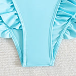 Summer Lotus Leaf Swimsuit for Women Bikini Women's Beach Shorts Defense Bare Swimwear Bather Biquini Solid Swimming Shorts