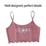 Summer Sleepwear Women 2 Pieces Pajama Set Pink Black Moon and Planet Print Sports Camisole and Shorts Set Casual Loungewear