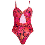 Floral Retro Printed Swimsuit with Cover up Women's Sexy Swimwear Bikini Female Bodysuit Bathingsuit Beachwear 2025