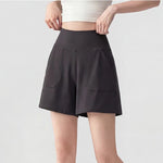 Women's High-Waisted Yoga Shorts with Pockets Quick-Drying Breathable for Summer Outdoor Training Running Pilates Fitness