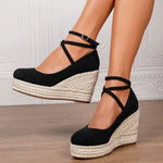 2025 Comfy Walk Big Size 43 Summer Bohemian Platform Espadrilles Sandals Women Ankle Strap Sandals High Heels Wedges Shoes Woman