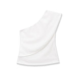 Women's Fashion Casual Off-Shoulder Stylish Top White Top Slim Fit Single Sleeve Casual Blouse For Women Daily Party Wear QHRH