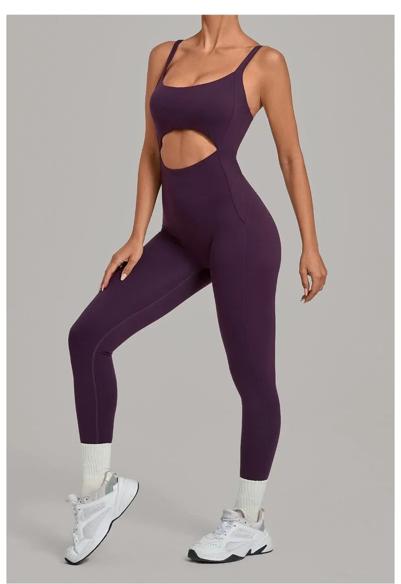 Women's Seamless Yoga Jumpsuits Sports Gym Fitness Backless Sleeveless Hip-lifting Pants One-piece Training Workout Bodysuits