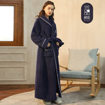 Men's and Women's Styles Winter Bathrobe Long Sleeve Warm Turn Down Collar Fluffy Bath Robe with Sashes Solid Fleece Gown 2025