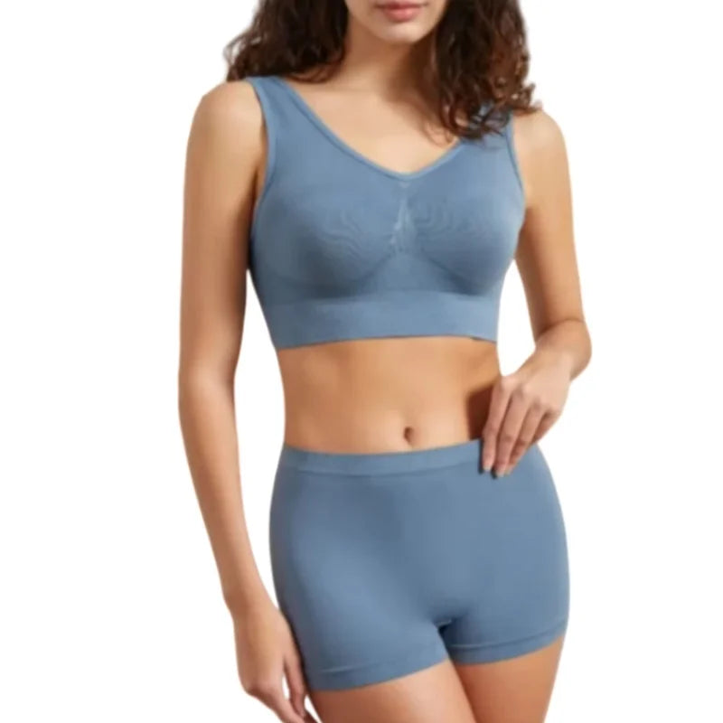 Women Seamless Bra Set Female Bra Tanks Low Waist Boyshorts Underwear Sexy Casual Sports Panties Lingerie Set S-5XL Intimates