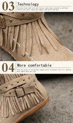 Vintage Women Boots Suede Ankle Boots Fringe Women Shoes Winter Boots Women Side Zipper Casual Shoes Ladies Snow Boot