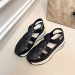 Ladies Shoes 2026 High Quality Buckle Strap Women's Sandals New Closed Toe Office and Career Summer Solid Wedge Sandals