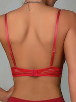 Cross-Border European and American Style Sexy Lingerie U-Shaped Thin Cup Striped Lace Mesh Zebra Pattern Deep V Push-Up Bra