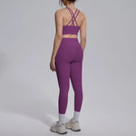 Women's Yoga Set Sports Fitness Running Beautiful Back Slim Fit Bra Hip-lifting High Waist Pants Workout Training Gym Suits