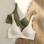 4Pcs/Set Seamless Bras For Women Non-wire Bra Push Up Deep V Underwear Female Invisible Padded Brasiere Sexy Lingerie