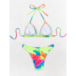 Sexy Printed Tie Dye Halter Brazilian Bikini Women Swimwear Female Swimsuit Two-pieces Bikini set Bather Bathing Suit Swim V6313