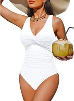 S - XXL Twist Front V Neck One Piece Swimsuit Women Swimwear Female Slim Monokini Backless Bathing Suit Swim Beachwear Bodysuit