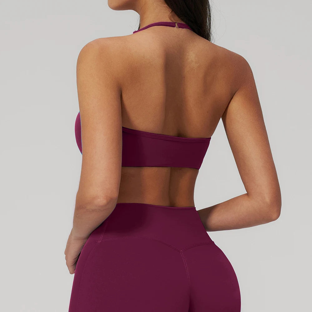 Breathable Bra Gym Top Women Bras High Support Thin Strap Halter Sports Bras Push-up Workout Underwear Shockproof Yoga Tank Tops