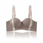 Women Push-Up Bra Seamless Underwear Letter Straps Cute Heart Print Non-wired No Rims 3/4 Cup