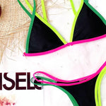 Splicing Brazilian Mini Thong Bikini Female Swimsuit Women Swimwear Two-pieces Bikini set High Cut Bather Bathing Suit Swim Lady
