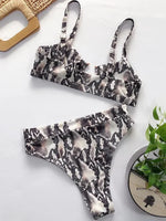 Sexy Snake Printed Female Swimsuit High Waist Bikini Women Swimwear Two-pieces Bikini Set Hollow Out Bathing Suit Swim Wear Lady