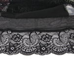 Sexy Women Mesh Printed Honeymoon Nightgown Lace Trim Adjustable Strap Sleep Dress Sheer Black Chemise Lingerie XS-L With Thong