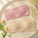 2 Pcs Pink and Skin Sexy strapless seaside vacation style bra no steel ring party underwear Lingerie MR2930