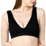 Women Deep V Ribbed Bralette Push-Up Bras Sports Seamless Bra Padded & Unlined Underwear Two Versions Top Sexy Lingerie S-XL