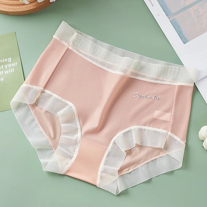 Plus Size M-3XL Underpants Summer One-piece Underwear Ice Silk Seamless Women's Panties Sexy High Waist Breathable Thin Briefs