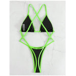 Cikini Summer Beach Women's Contrast Trim Halterneck One-Piece Swimsuit Sexy Swimwear Bathing Suit