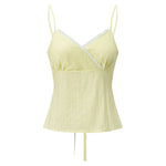 Women Camisole Solid Color Sleeveless Tops V-neck Lace Trim Slim Fit Summer Vest for Party Club