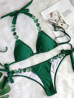 Halter Crystal Rhinestone Diamond Bikini 2026 Female Swimsuit Women Swimwear Two Pieces Bikini set Brazilian Bathing Suit Swim