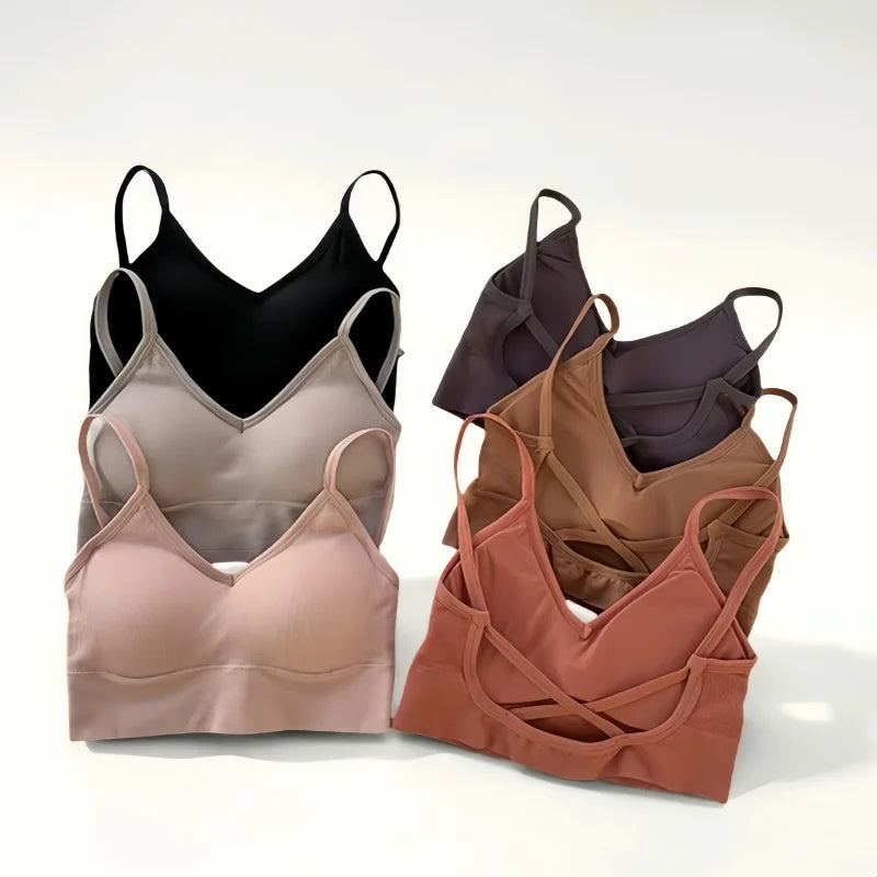 Women Tube Top Seamless Bra Crop Top Solid Color Sports Sexy Lingerie Active Bra Tops Underwear With Removable Pads
