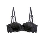 Women's Bras Sexy Lace Half Cup Push Up French Style Lingerie Solid Soft Deep V Top Breathable Comfortable Closure Thin Bralette
