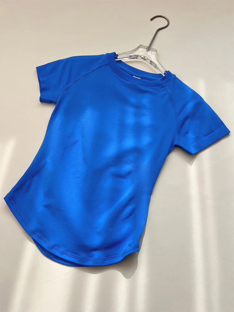 Sport Shirt Women Fitness Impact Short Sleeve Top Gym Workout Yoga Blouse Quick Dry Breathable Running Tee Top