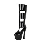 Summer Women Platform Tall Gladiator Sandals Knee High Cut Out Thin Heeled Rome Sexy Nightcllub Pole Dance Shoes 43