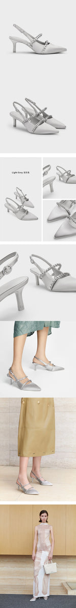 Elegant Pointed Toe Silver Nude Black Satin Slingback Pumps Sexy Thin Stiletto High Heel Wedding Bridal Date Party Summer Shoes