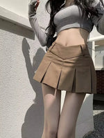 2024 Autumn Cute Aesthetic Y2k Micro Skirts High Waist Harajuku Streetwear Mini Skirt Sexy A-line V Waist Design Pleated Skirts