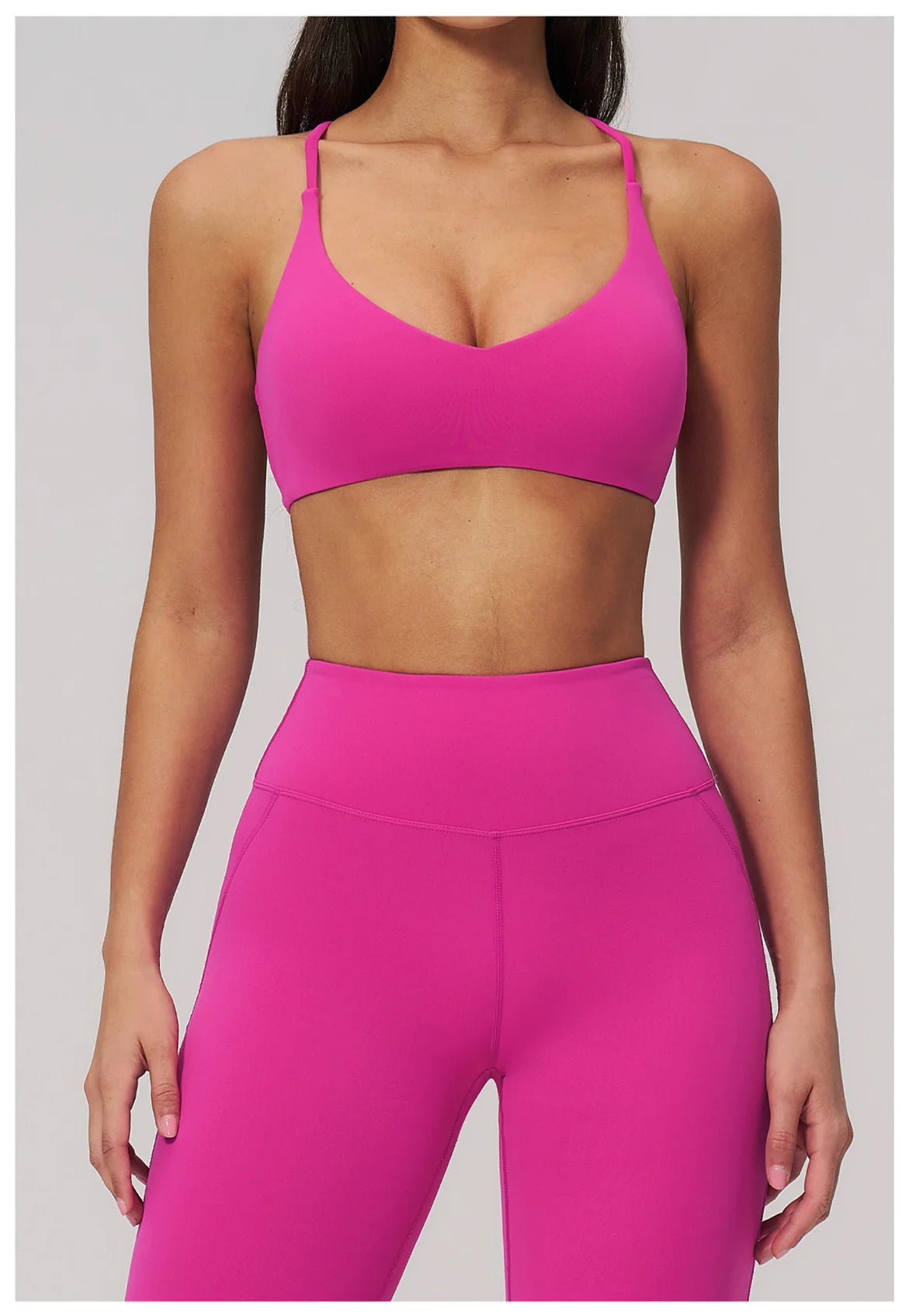 Summer U-Shaped Multi-Strap Cross Back Women Pilates Fitness Sports Bra Top Gym Yoga Athletic Tight Workout Jog With Chest Pad