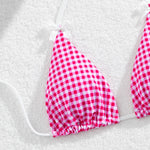 DEKA Brazilian Red Plaid Bikini Set Women Cut Out Swimsuit Print Swimwear High Waist Triangle Micro Two Piece Suit Biuqini Beach