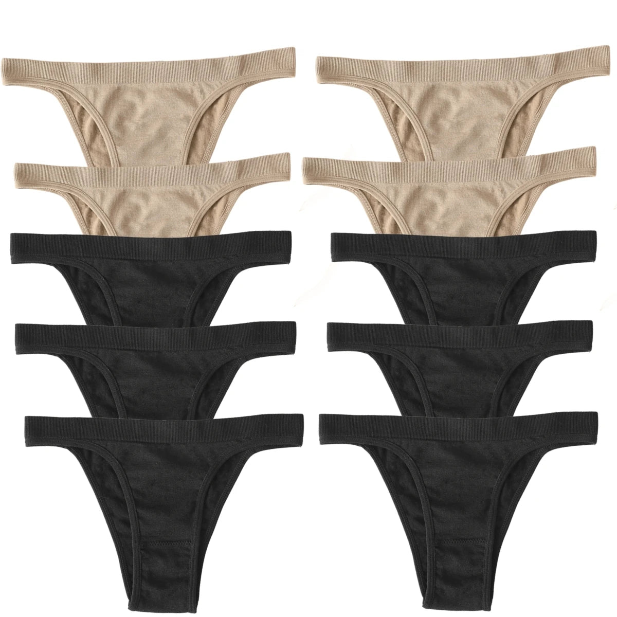 10Pcs/Set Women Seamless Panties Ribbed Underwear Sexy Lingerie High Leg Cut Female Sports Underpants Femme Thongs