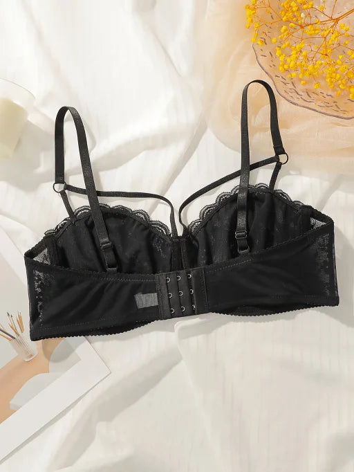 Plus Size Lace Bra Women Thin Cup Bralette Sexy Diamond Strap Brassiere Transparent Floral Lingerie Push Up Intimate bra MR2670