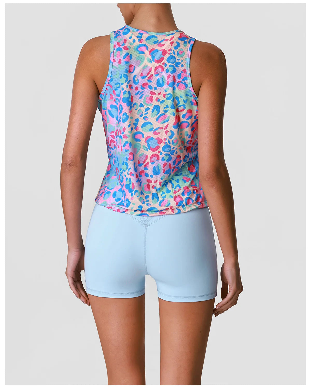 Sports Training Fitness Set Women Summer Ice Tie Dye Gradient Floral T Shirts High Elasticity Hip Lifting Shorts Yoga Sets
