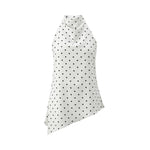 Women Halter Tank Tops Dots Print Asymmetric Hem Vest 2026 Summer Fashion Sleeveless Elegant Retro Blouses Streetwear